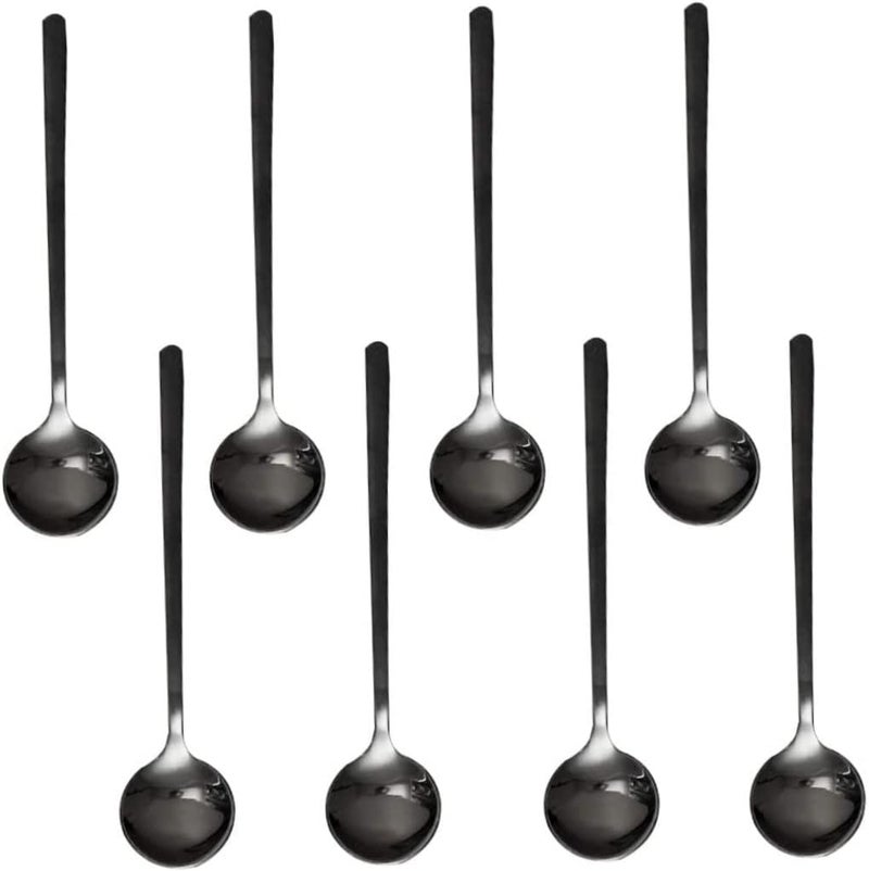 woobles Espresso Spoons, Black Stainless Steel Espresso Spoons, Mini Teaspoons Set for Coffee Sugar Dessert Cake Ice Cream Soup, 5.1 Inch 8pcs, Spoons - Image 2